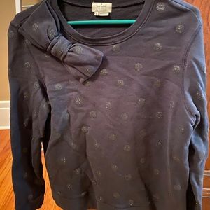 kate spade black on black  crewneck sweater with bow and glitter dots